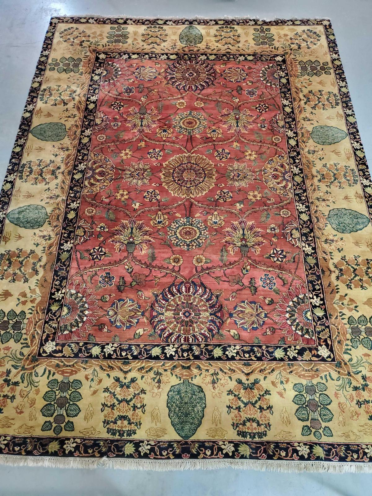 Approx 10' x 14' Earth Tone Harmonious Pattern Wool Pile Rug