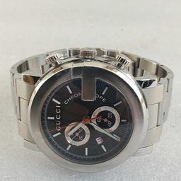 Vintage Gucci G Chrono Scope 44mm Stainless Steel Black Face Quartz Watch