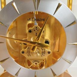 Rare 1950s Gold Plated Jaeger- LeCoultre 15 Jewel Atmos Tuxedo Model # 522 Mantel Clock