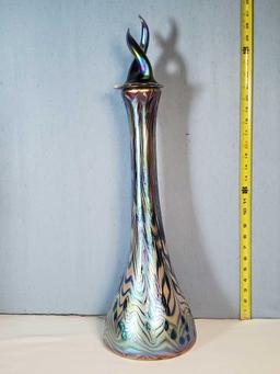 Igor Muller Czech Republic Loetz Style Iridescent Art Glass Bottle