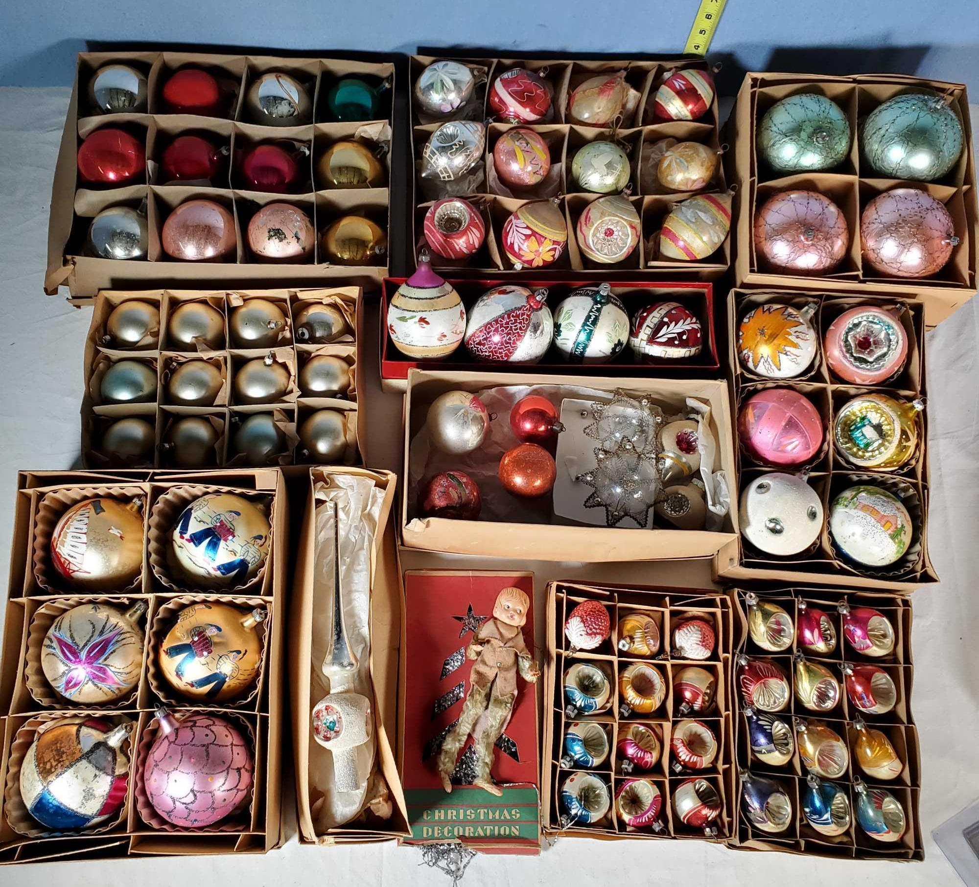 Collection of Approx 90 1940s-1960s Blown Glass Christmas Tree Ornaments