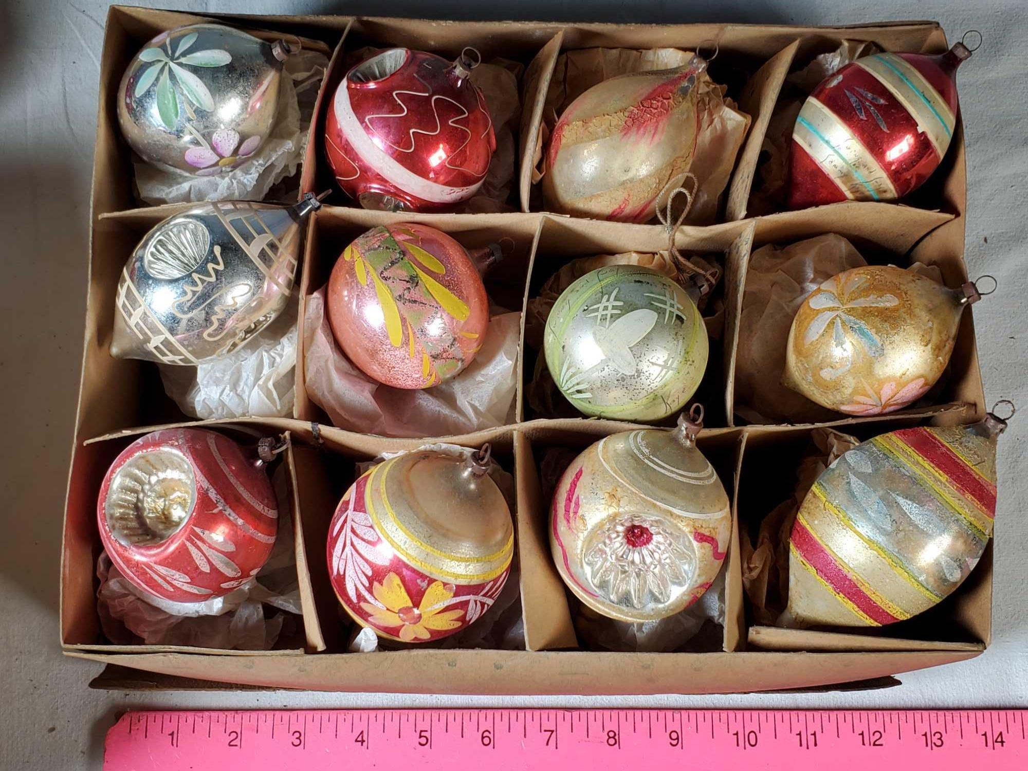 Collection of Approx 90 1940s-1960s Blown Glass Christmas Tree Ornaments