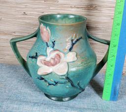 Roseville Magnolia #91-8" Double Handled Vase