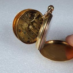 Key Wind Sandoz & Sons Swiss Anchor Chaux De Fonds 15 Jewels 18K Yellow Gold Pocket Watch