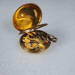 Key Wind Sandoz & Sons Swiss Anchor Chaux De Fonds 15 Jewels 18K Yellow Gold Pocket Watch