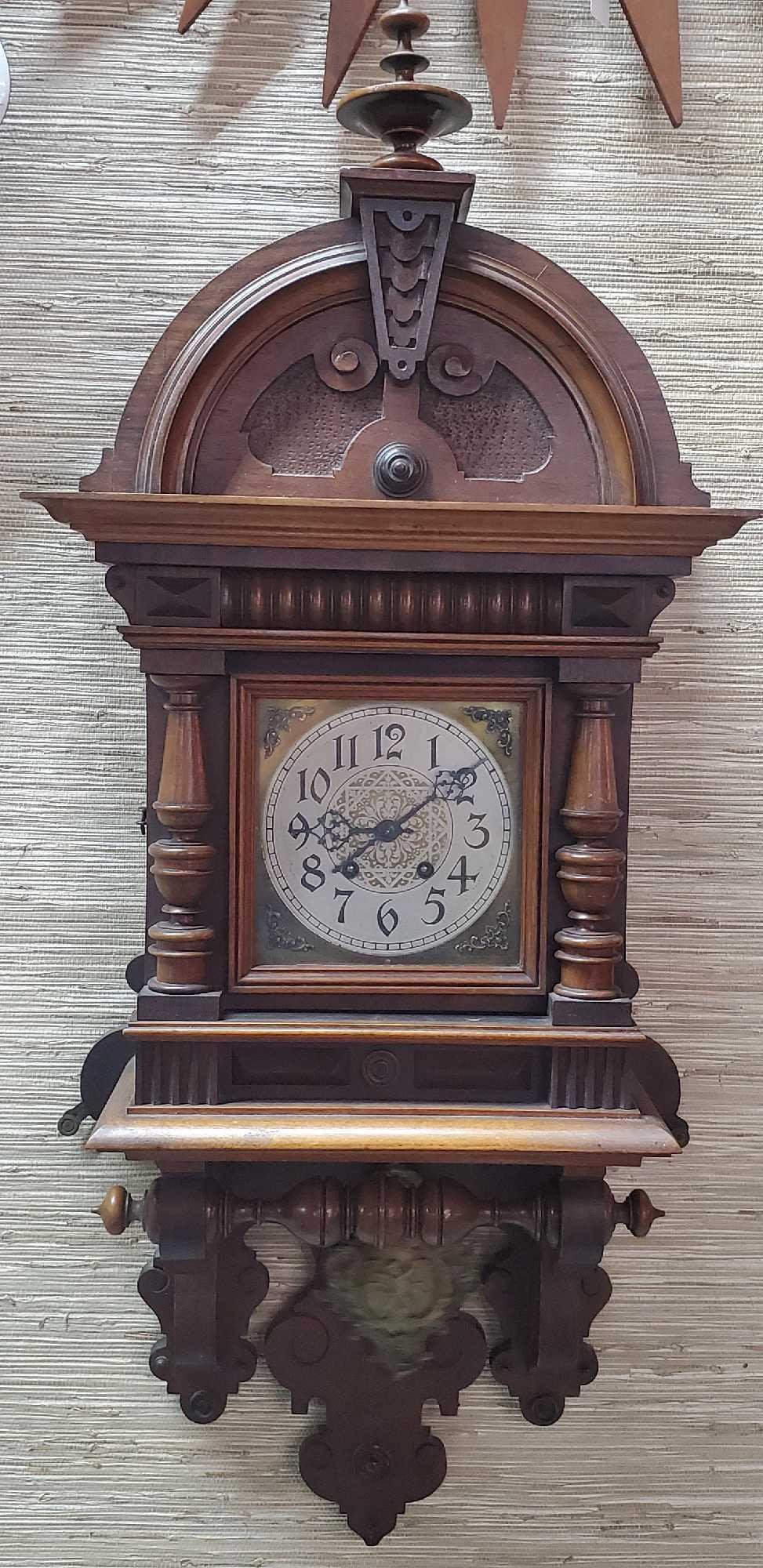 1863 Lenzkirch AGU Classic Free Swinger Walnut Case Wall Clock Black Forest