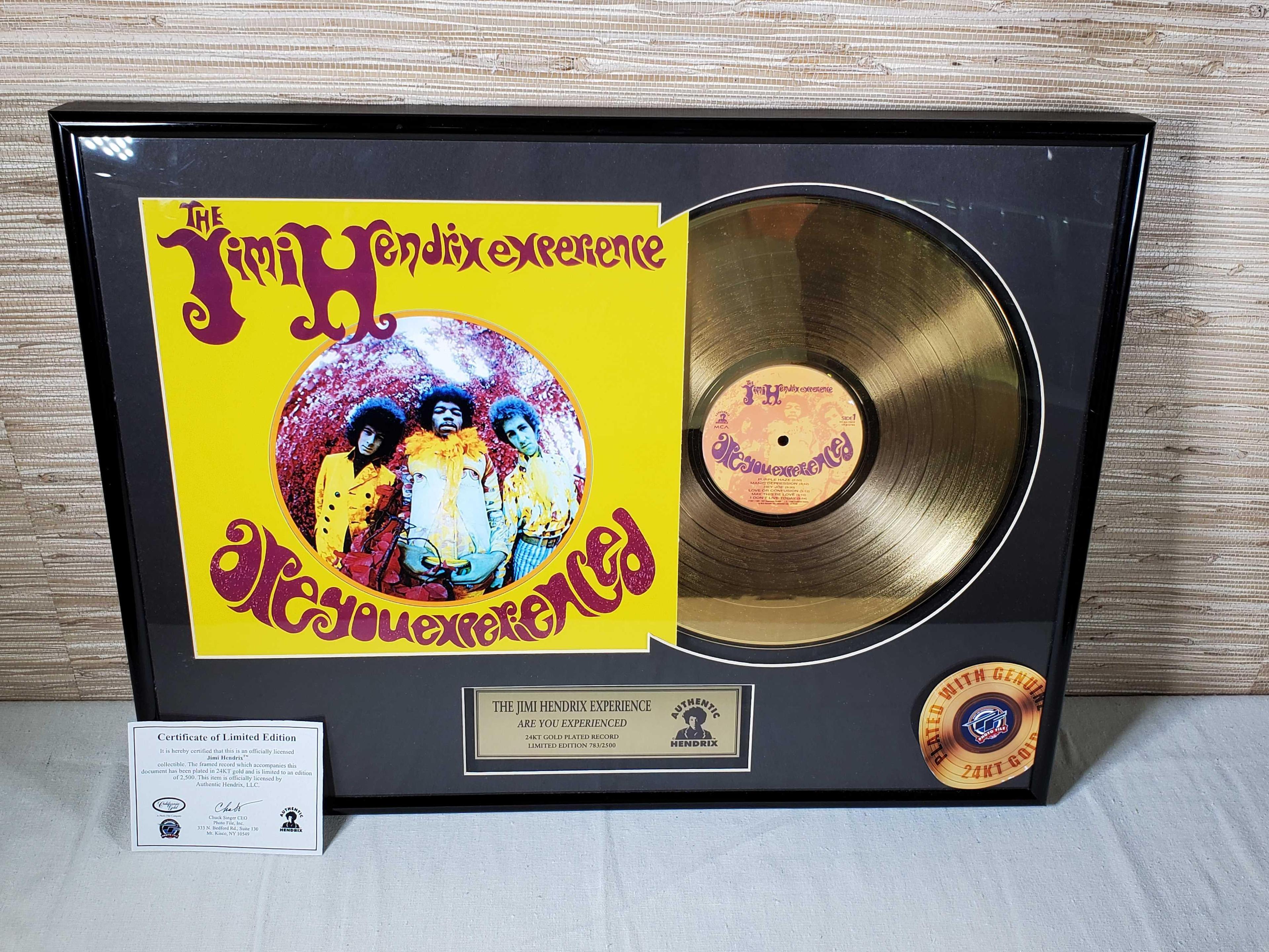 Limited Ed. The Jimi Hendrix Eperience 24k Gold Plated Record Album