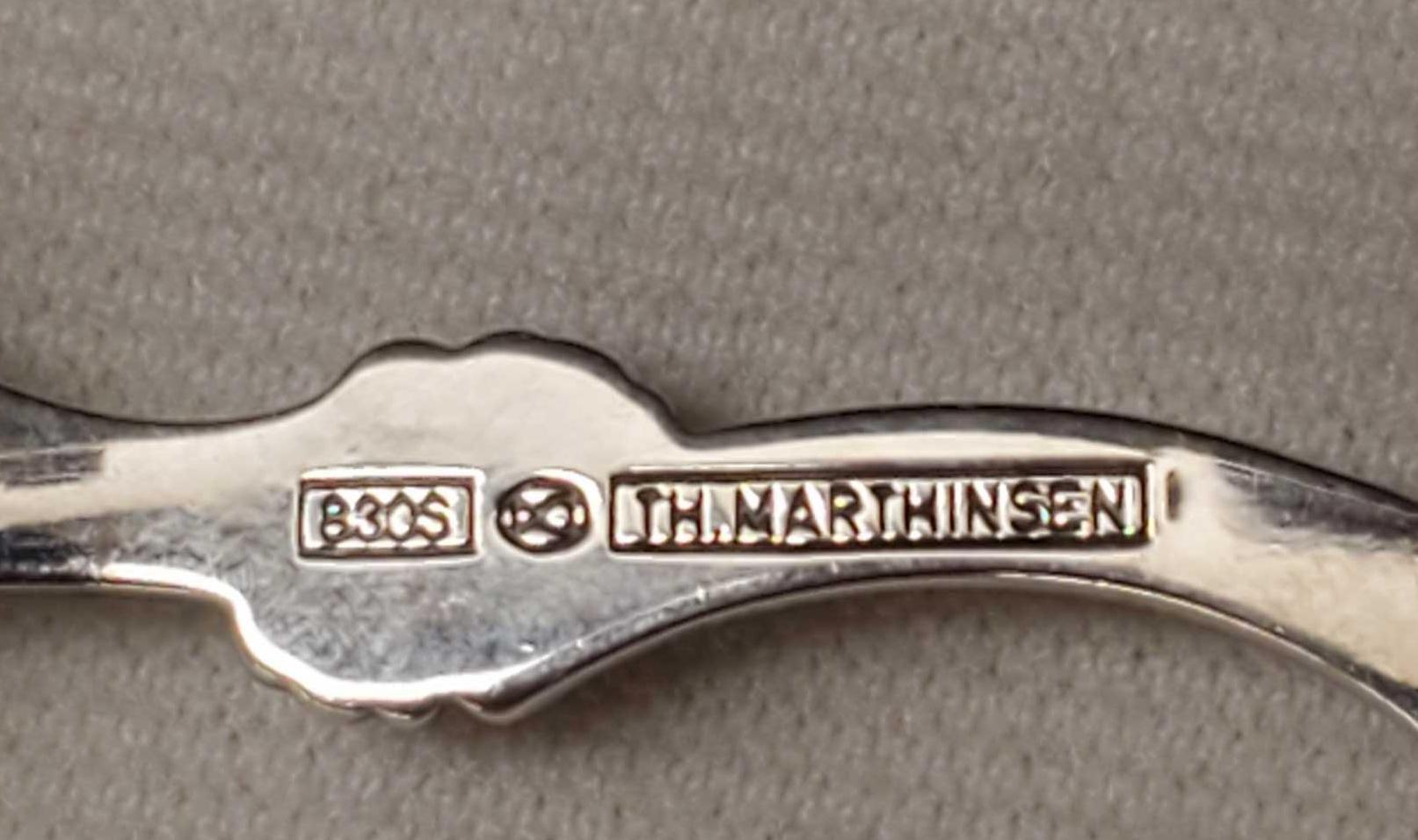 10 pcs Thorvald Mathinsen Sølvvarfabrikk 830S Norway Silver Flatware Spoons and Serving Pieces