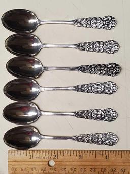 10 pcs Thorvald Mathinsen Sølvvarfabrikk 830S Norway Silver Flatware Spoons and Serving Pieces