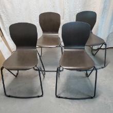 Set Of 4 Vari Wood Chair, 15" Seat Width, Dark Gray Bent Plywood Seat With Dark Gray Frame
