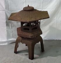 5 Piece Cast Iron Pagoda Garden Statue Lamp