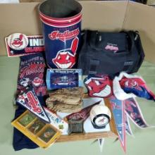 Giant Collection of Cleveland Indians Vintage Fan Apparel, Pennants and Memorabilia
