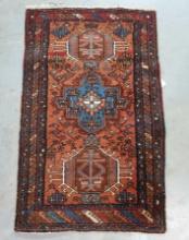 Antique Hand Tied Wool Karaja Estate Rug with Recent Cleaning Tag