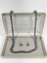 2 Pc. Suite Tahitian Pearl Necklace with Matching Earrings & 14k Gold Findings