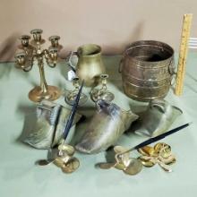 Brass Collectibles with Conquistador Stirrups, Tankard, candlesticks and more,