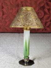 Tiffany Studios Glass Candlestick Insert for Aurene Candleholder with Applied Silverplate Base