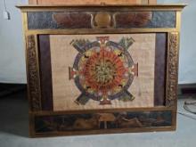 Egyptian Papyrus Cosmology Painting in raised Egyptian Motif Frame