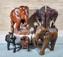 Collection of Wood Elephants