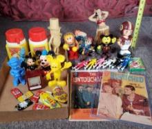 Box Lot of Disney and Other Vintage Toys, Wind Ups, Comics and More