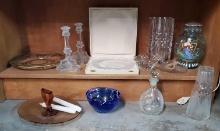 Art Glass Vases, Decanters, Bowls, Plates and Candlesticks