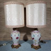 Pair Italian Porcelain Lamps by Giulia Mangani