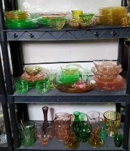 Three Shelves FULL of Depression Era, Elegant and Collectible Glass
