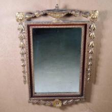 Antique Gilt Frame Mirror with Bell Flower Drop garlands, Flower crest and base