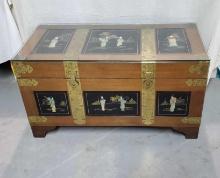 Vintage Asian Trunk with Applied Mother of Pearl Decoration