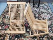 Pair of Natural Wood Folding Chairs