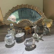Fan Vanity Mirror and Ladies Collectibles