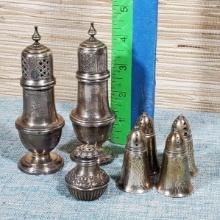 3 Pairs Sterling Silver Salt and Pepper Shakers Plus 1