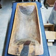 Large Primitive Carved Wood Log Dough Bowl