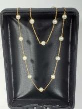 2 Pc. Suite 14k Gold Pearl Necklace & Bracelet Set