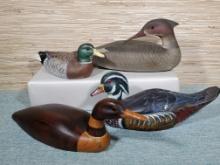 4 Hand Carved and Signed Bird Decoys