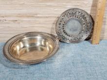 Sterling Silver Round Bowl and Footed Tea Tile /Trivet