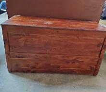 Hand Crafted Recessed Panel Cedar Trunk / Chest With Full With Bottom Storage Drawer