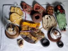 Native American Pottery, Fetish Carvings and Child's Moccassins