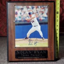 15" x 12" Plaque with Hand Signed 10x8 Photo of Nolan Ryan and Name Plate Below