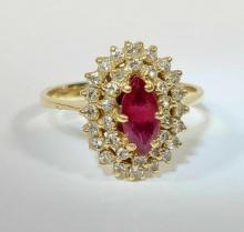 Ruby and Diamond 14k Gold Ring