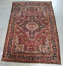Antique Hand Tied Wool Hamadan Dargazine Estate Rug with Recent Cleaning Tag