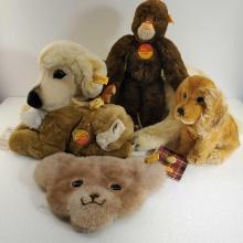 5 Steiff Plush and Mohair Animals and Purse