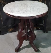 Victorian Oval Marble Top Accent Table