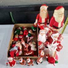 Tray Lot of Vintage Christmas Santas & Other Figures