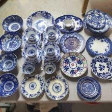 Collection Of Japanese 19th Century Blue And White, English and other Flow Blue China