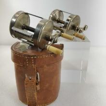 2 - 1905 James Heddon, Sons No. 45 Takapart Reels Designed By Willaim Carter With 1 Leather Case