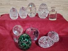 Collection of Crystal & Other Egg Paperweights