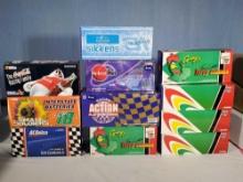 11 1990s 1:24 Scale NASCAR Die Cast Stock Car Replicas and Banks in Orig. Boxes