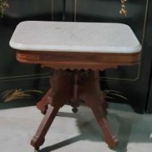 Petite Victorian Marble Rectangular Top Window Table