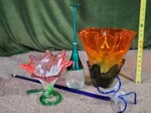 4 Pieces Retro Art Glass Collectibles