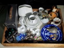 Tray Lot of Porcelains, Collectibles, Watches and More